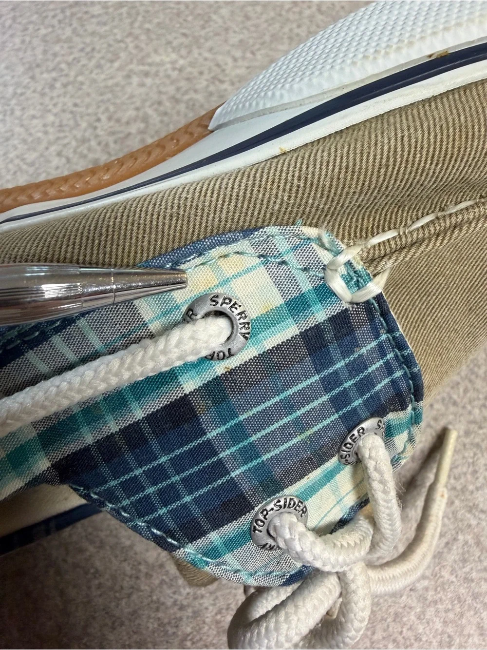 Sperry Men’s 10.5 Top-Sider Blue Plaid Casual Boat, Top Sider Shoes CLEAN